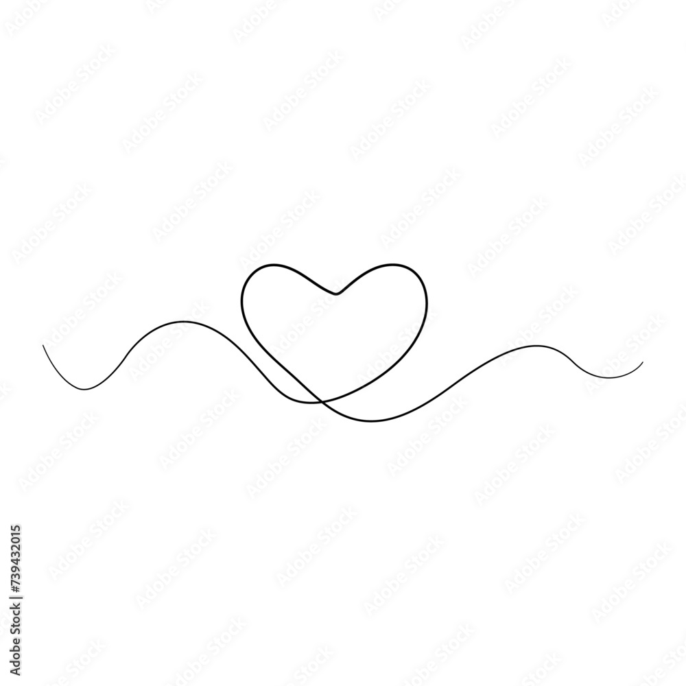 
Heart one line isolate on white background. love line art, vector illustration. Continuous line art heart shapes. 