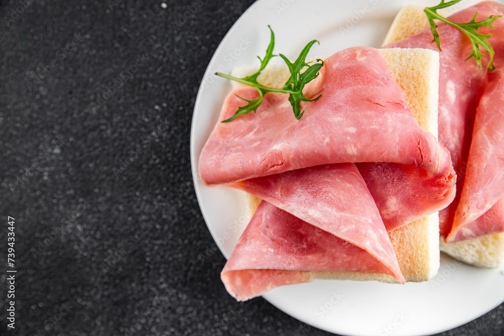 ham slice pork fresh meat food tasty eating cooking appetizer meal food snack on the table copy space food background
