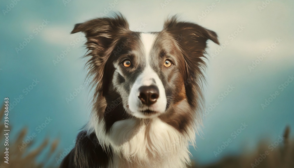 Portrait of Border Collie breed dog. Cute pet posing outdoor. Canine companion.