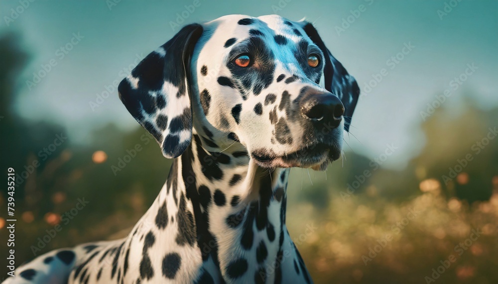 Portrait of Dalmatian breed dog. Cute pet posing outdoor. Canine companion. Portrait of Dalmatian breed dog. Cute pet posing outdoor. Canine companion.