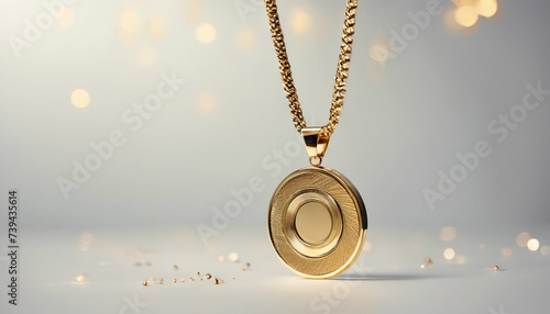 gold necklace men design, isolated white background
