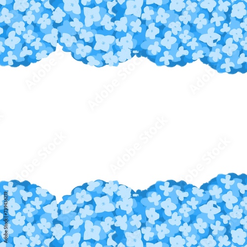 Spring flower background. Blue Hydrangea doodle illustration. Simple flower decoration elements for greeting cards. Mother’s Day card 