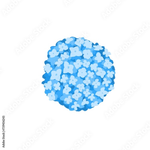 Spring flower background. Blue Hydrangea doodle illustration. Simple flower decoration elements for greeting cards. Mother’s Day card 