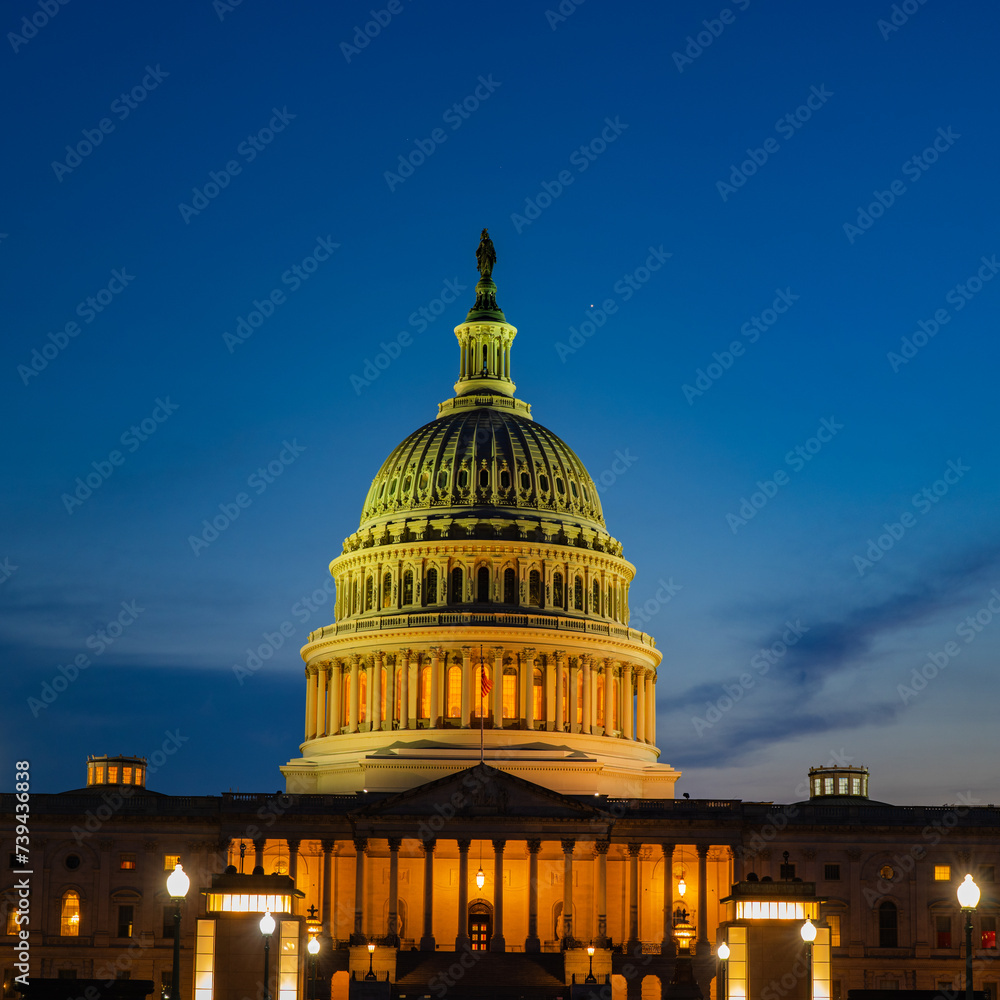 Capitol building. United States Capitol Building at night, Capitol Hill, Washington DC. Night photo of Washington D.C., Capitol.