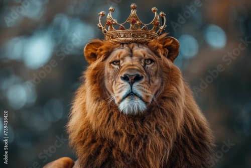 Lion head with a crown