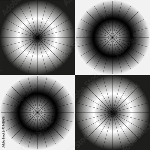 Abstract pattern with visual effect.Vector illustration. With a gradient Background with a convex hemisphere and a background with a depth effect. Volumetric composition with optical illusion.