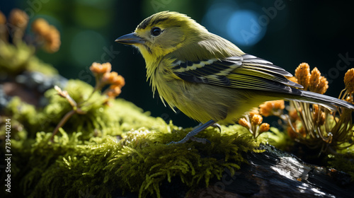 Un petit oiseau chanta mélodieusement, invitant chacun à préserver la nature. Ses mots portèrent l'espoir d'un monde plus vert. photo