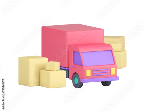 Cargo moving postal delivery transportation logistic distribution service 3d icon realistic vector