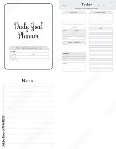 Editable Daily Goal Planner KDP Interior photo