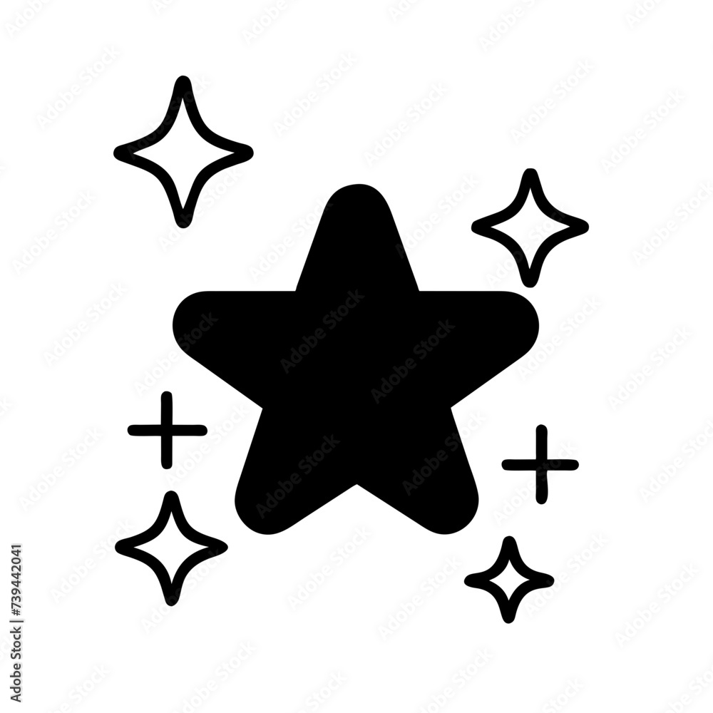 Sparkle Star Icon, Shine icon: Vector Illustration of Shining Stars Sparkles