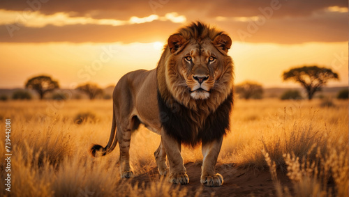 Wallpaper Mural Majestic African Lion Standing Proud During a Golden Sunset on the Savanna Torontodigital.ca