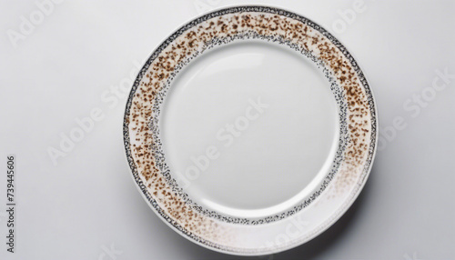 porcelain plate, isolated white background, copy space for text 