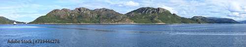 View from the ferry from Vennesund to Holm in Norway, Europe 
