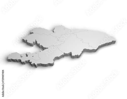 3d Kyrgyzstan map illustration white background isolate