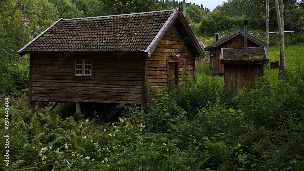 Historical buildings in Egge Museum at Steinkjer in Norway, Europe
