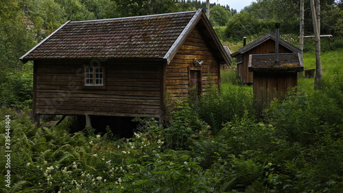 Historical buildings in Egge Museum at Steinkjer in Norway, Europe 