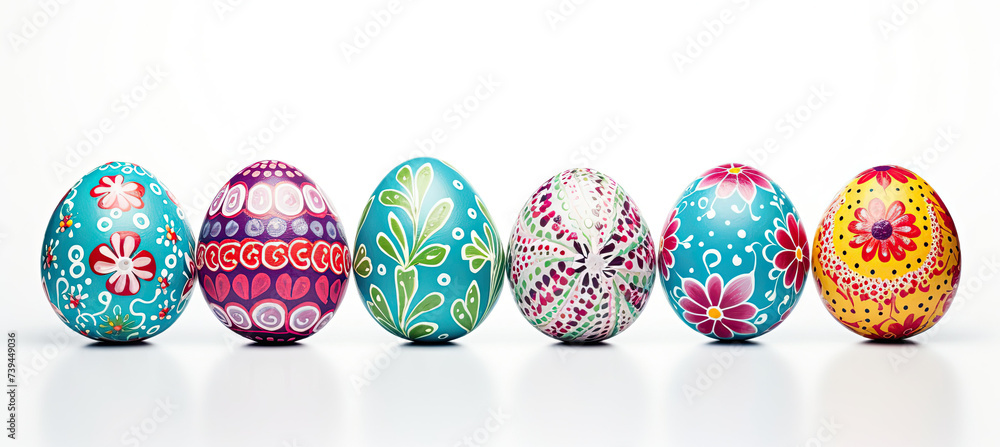 Colorful Handmade Easter Eggs. isolated on white background Colorful Handmade Easter Eggs. isolated on white background