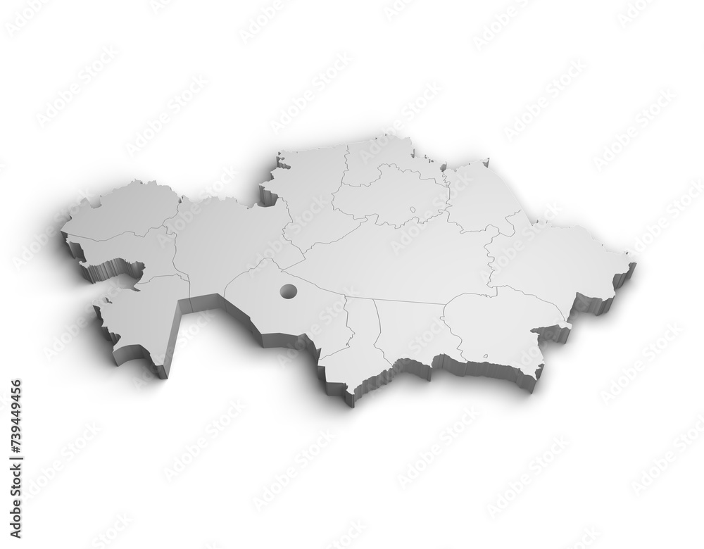 3d Kazakhstan map illustration white background isolate