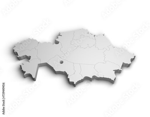 3d Kazakhstan map illustration white background isolate