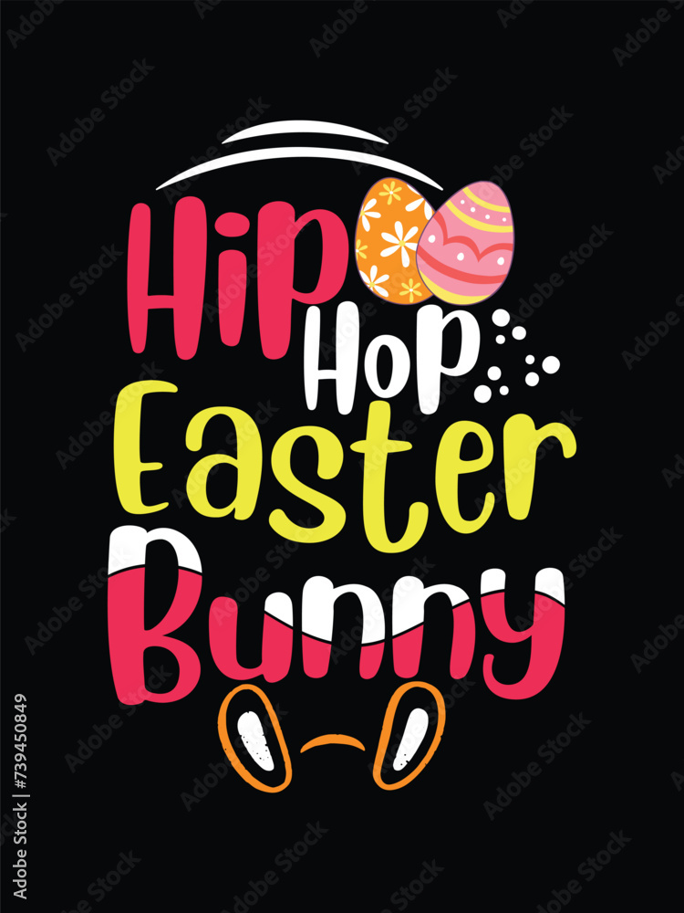 Obraz premium Easter day typography egg lettering t-shirt design holiday greeting cute bunny vector art.