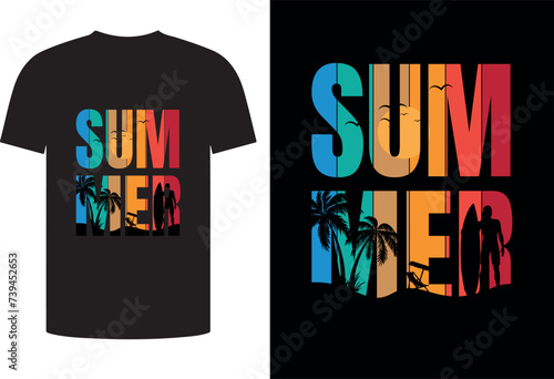 Free vector summer beach and sunset vector graphic for t shirt and other uses