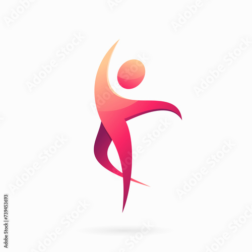 person dances beautifully symbol, creative dancer logo template