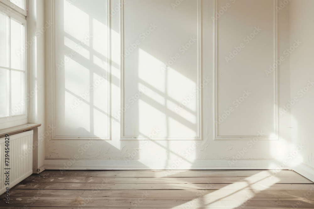 Modern Apartment With Sunlight Casting Shadows Through Window Modern Apartment With Sunlight Casting Shadows Through Window
