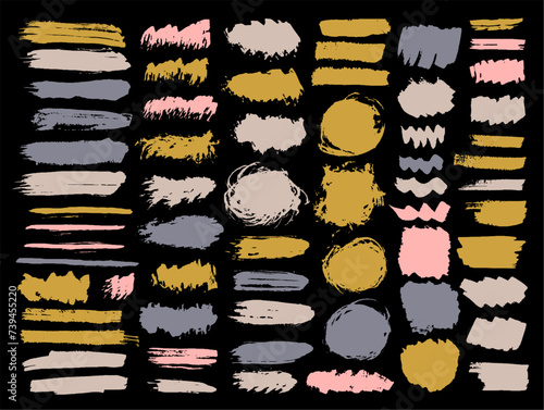 Oil mud daub vector collection. Isolated inkblot streak quirky e