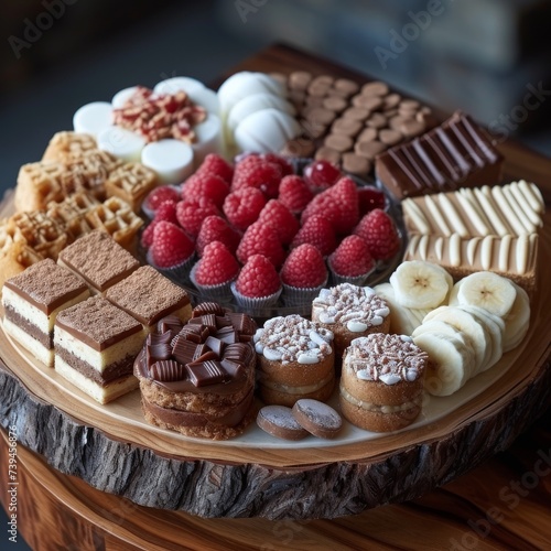 A creative shot of a dessert platter with a mix of traditional and modern sweets, appealing to a broad audience and showcasing the diversity of dessert options