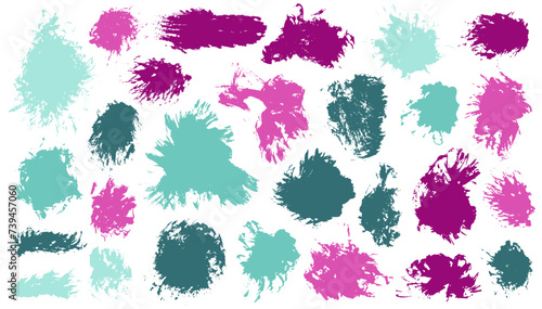Watercolor muddy brush stroke vector bundle. Freehand smudge blo