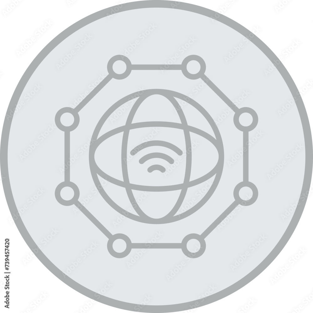 Internet Of Things Grey Line Circle Icon Internet Of Things Grey Line Circle Icon