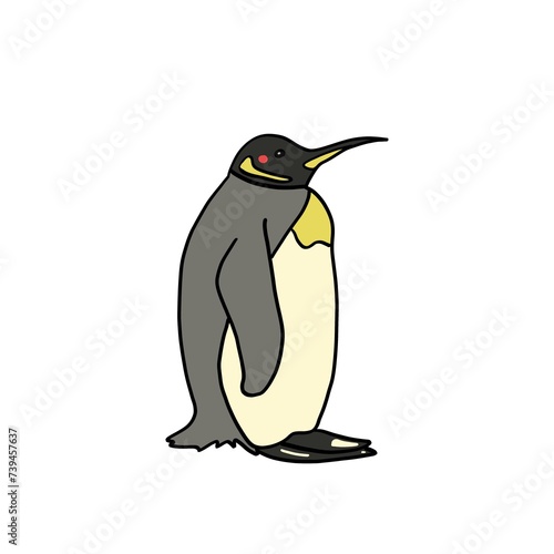 Hand-drawn emperor penguin on a white background