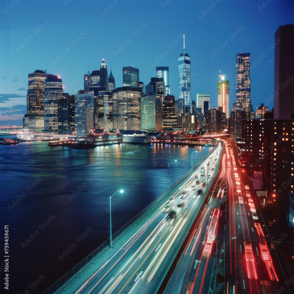 city skyline at night