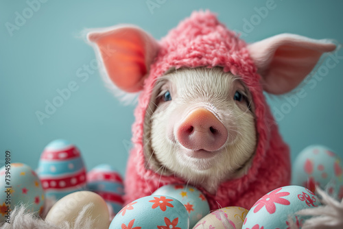Schwein im Osterkostüm