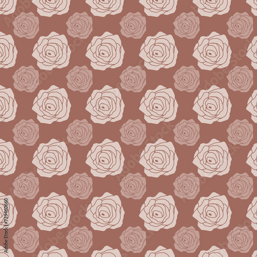 Floral seamless pattern with rose flowers. Simple hand-drawn style. Pretty ditsy for fabric  textile  wallpaper. Digital paper in pink background