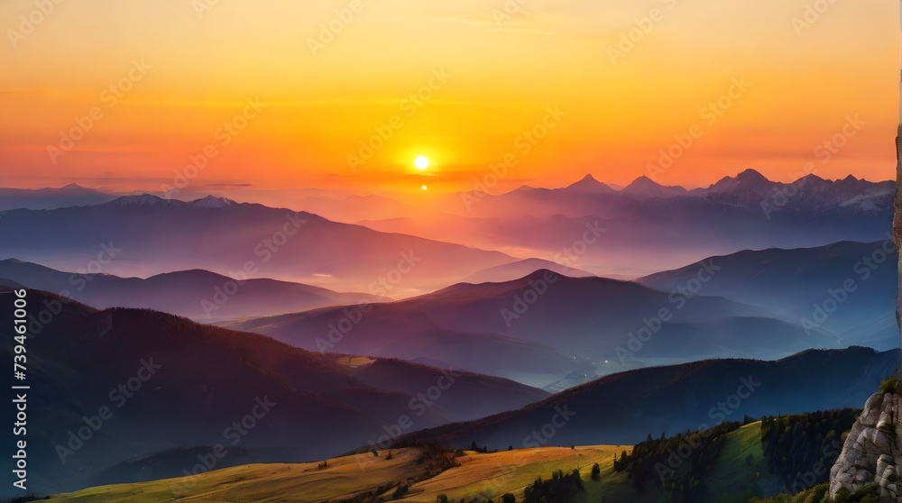 sunset in the mountains, ai generated sunset in the mountains, ai generated