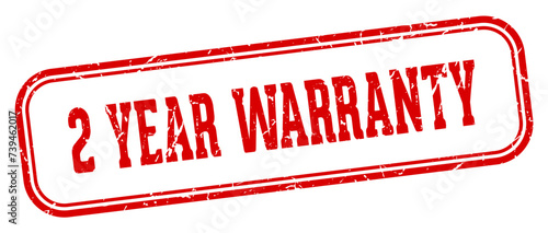 2 year warranty stamp. 2 year warranty rectangular stamp on white background