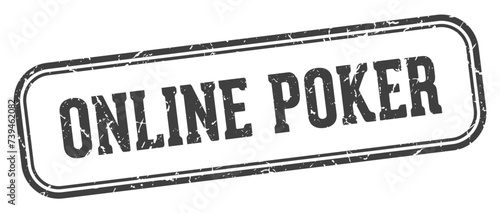 online poker stamp. online poker rectangular stamp on white background