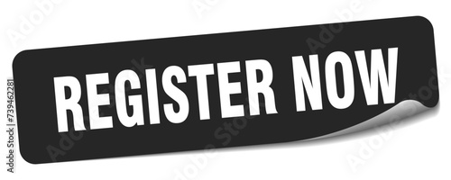 register now sticker. register now label