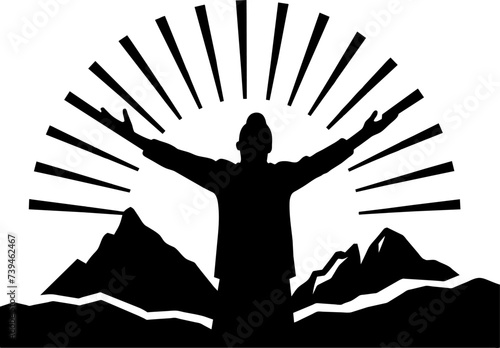 silhouette of a person in the morning sun-rising