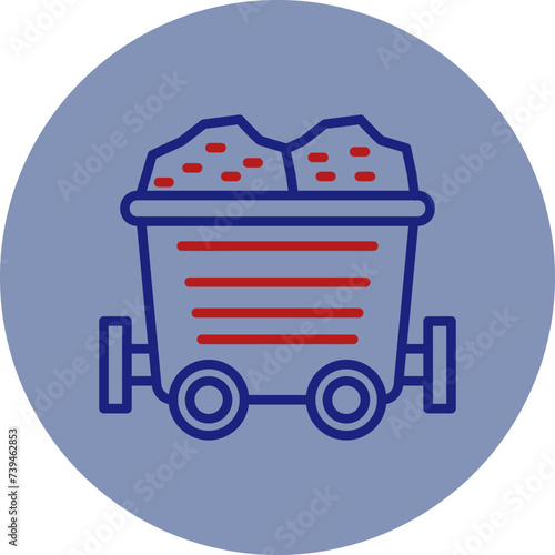 Mining Cart Line Two Circle Icon