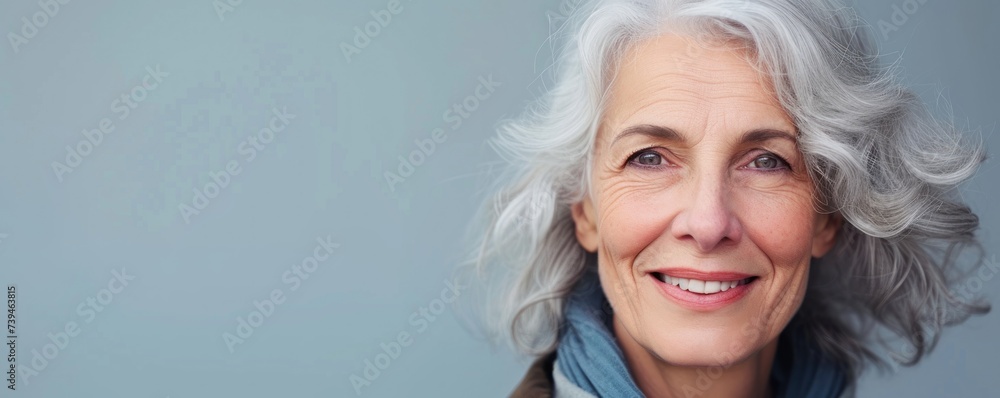 Old woman smile on color background Old woman smile on color background