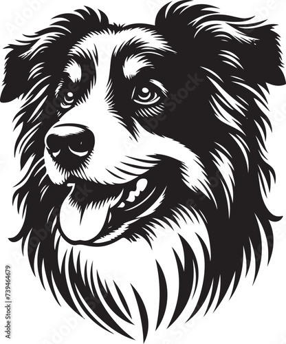 Australian Shepherd Dog Head Silhouette Portrait Vector