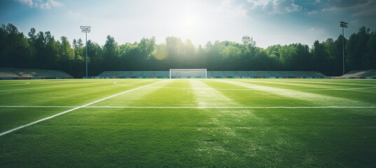 Empty football field at daylight