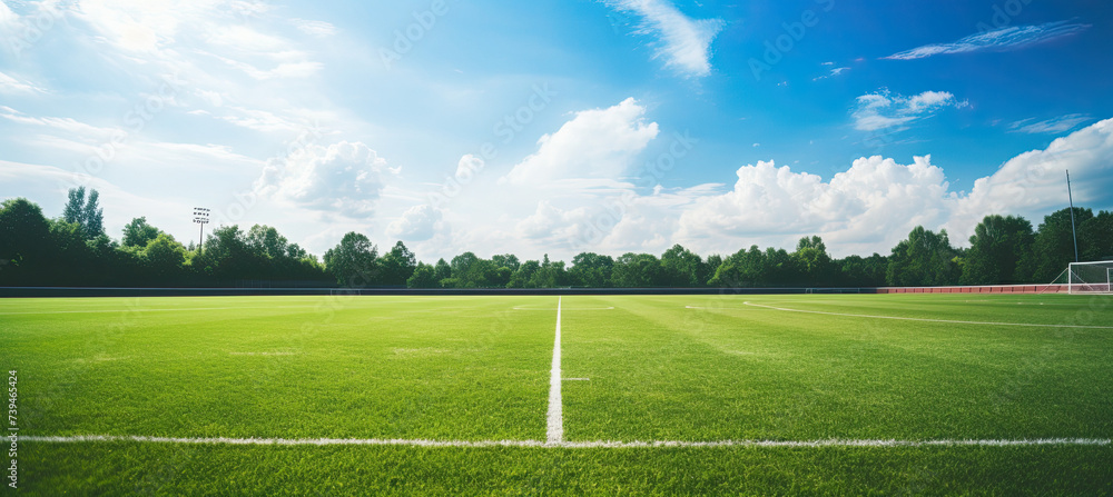 Fototapeta premium Empty football field at daylight