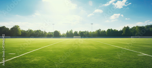 Empty football field at daylight