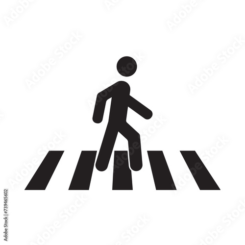 Pedestrian crossing icon. Zebra crossing human walk crosswalk icon vector.