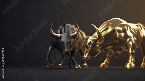 Stock Exchange Trading Bull Market digital gold and financial charts