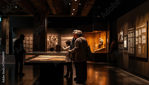 Elderly Couple Viewing Historical Exhibits in Museum