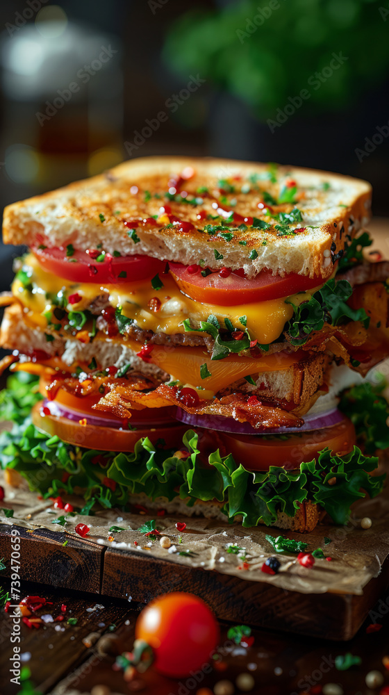 one delicious club sandwich, floating in the air,generative ai one delicious club sandwich, floating in the air,generative ai